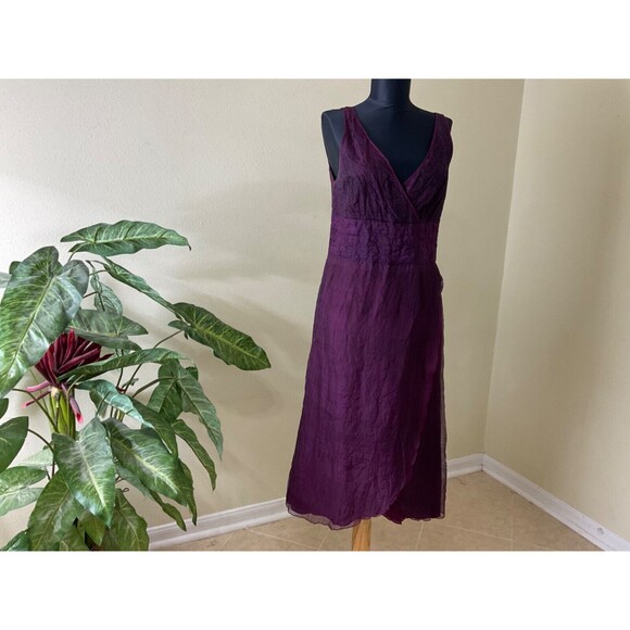 JASMINE Hand-loomed 100% Silk crinkle cocktail wedding, formal dress sz. Medium - Picture 1 of 14